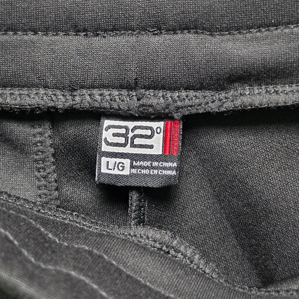 32 Degrees Tech Fleece Shorts Mens L Black Drawstring Lounge Gym Athleisure